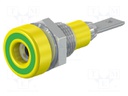 Socket; 2mm banana; 10A; 23mm; yellow-green; insulated; 60VDC