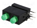 LED; in housing; green; 3mm; No.of diodes: 2; 2mA; 60°; 1÷5mcd