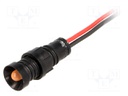 Indicator: LED; recessed; 220VDC; Cutout: Ø11mm; IP40; 300mm leads