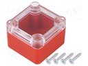 Enclosure: multipurpose; X: 49mm; Y: 51mm; Z: 36mm; ABS; red; gasket