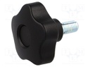 Knob; Dia: 50mm; M10; 20mm; H: 32mm; technopolymer (PP); black