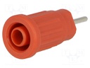 Socket; 4mm banana; 24A; 1kVDC; red; nickel plated; on panel; 5mΩ