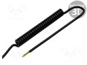 Wire: coiled; 4x0,35mm2; unshielded; PUR; black; 300V; 300mm; 1200mm