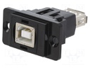 Coupler; USB A socket,USB B socket; DUALSLIM; USB 2.0; metal