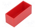 Enclosure: designed for potting; X: 22mm; Y: 52mm; Z: 21mm; red