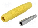 Socket; 4mm banana; 16A; 60VDC; yellow; nickel plated; on cable