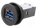 USB socket; 22mm; har-port; -25÷70°C; Ø22.3mm; IP20; Colour: black