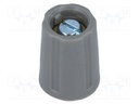 Knob; without pointer; ABS; Shaft d: 4mm; Ø10.5x14mm; grey