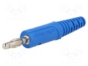 Plug; 4mm banana; 10A; 60VDC; blue; with transversal socket