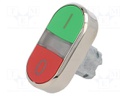 Switch: double; Stabl.pos: 1; 22mm; green/red; Illumin: none; IP67