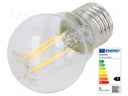 LED lamp; warm white; E27; 230VAC; 470lm; 4.3W; 2700K; CRImin: 80