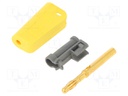 Plug; 4mm banana; 19A; yellow; gold-plated; Mounting: on cable