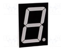 Display: LED; 7-segment; 58.42mm; 2.3"; No.char: 1; green; 16mcd