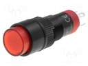 Switch: push-button; Pos: 2; SPDT; 0.5A/250VAC; 1A/24VDC; red; none