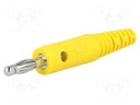 Plug; 4mm banana; 10A; 60VDC; yellow; with transversal socket