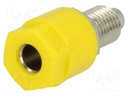 Socket; 4mm banana; 36A; 60VDC; Cutout: Ø8mm; yellow; nickel plated