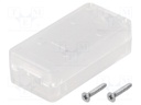 Enclosure: for USB; X: 25mm; Y: 50mm; Z: 15.5mm; ABS