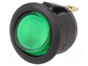 ROCKER; SPST; Pos: 2; OFF-ON; 20A/14VDC; green; LED 14VDC; 50mΩ