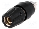 Socket; 4mm banana; 63A; 60VDC; Cutout: Ø9mm; black; screw; 2mΩ