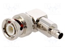 Plug; BNC; male; angled 90°; RG59; crimped; for cable; Core: solid