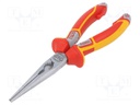 Pliers; insulated,half-rounded nose,telephone,elongated; 205mm