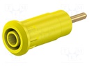 Socket; 2mm banana; Overall len: 29mm; yellow; Mounting: plug-in