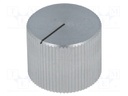 Knob; with pointer; aluminium; Shaft d: 6mm; Ø17x13mm; silver