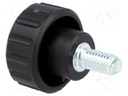 Knob; Dia: 20mm; M5; 10mm; H: 16mm; polyamide; Features: knurled