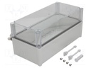 Enclosure: multipurpose; X: 188mm; Y: 378mm; Z: 180mm; with hinges