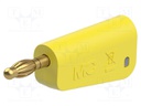 Plug; 4mm banana; 19A; 30VAC; 60VDC; yellow; gold-plated; 1mm2