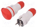 Connector: AC supply; socket,plug; Layout: 2P+PE; red,grey; 250VAC