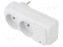 Plug socket strip: protective; Sockets: 2; 230VAC; 10A; white