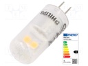 LED lamp; warm white; G4; 12VAC; 120lm; 1W; 300°; 3000K; CRImin: 80