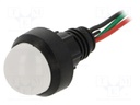 Indicator: LED; prominent; 230VAC; Cutout: Ø13mm; IP40; 300mm leads