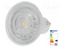 LED lamp; warm white; GU10; 230VAC; 350lm; 4.3W; 36°; 2700K