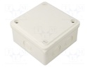 Enclosure: junction box; X: 100mm; Y: 100mm; Z: 50mm; wall mount