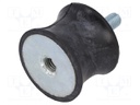 Vibration damper; M8; Ø: 40mm; rubber; L: 30mm; Thread len: 23mm