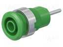 Socket; 4mm banana; 24A; 1kV; L: 35.5mm; green; nickel plated