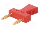 Stackable safety shunt; 10A; red; Plating: gold-plated; 30.4mm