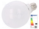 LED lamp; warm white; E14; 220/240VAC; 470lm; 5.5W; 180°; CRImin: 80