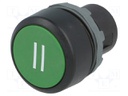 Switch: push-button; Stabl.pos: 1; 22mm; green; Illumin: none; IP66