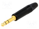 Plug; Jack 6,3mm; male; stereo; straight; for cable; soldering