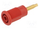 Socket; 4mm banana; 32A; red; gold-plated; Overall len: 38.5mm