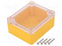 Enclosure: multipurpose; X: 74mm; Y: 89mm; Z: 41mm; ABS; yellow; IP65