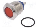 Indicator: LED; flat; 12VDC; 12VAC; Cutout: Ø19mm; screw; brass