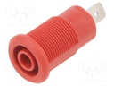 Socket; 4mm banana; 24A; 1kV; Cutout: Ø12.2mm; red; nickel plated