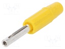 Plug; 4mm banana; 10A; 60VDC; yellow; 10mΩ; 1.5mm2; Contacts: brass