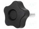 Knob; Dia: 40mm; M8; 25mm; H: 27mm; technopolymer (PP); black