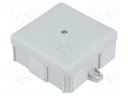 Enclosure: junction box; X: 86mm; Y: 86mm; Z: 39mm; wall mount; IP55