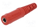 Socket; 4mm banana; 10A; 70VDC; red; nickel plated; on cable; Ø: 2mm